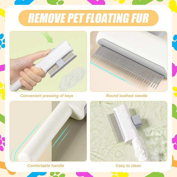 Набір гребінців від бліх для котів та собак: видалення бліх, шерсті та вичісування блукаючого хутра. Включає гребінець для чищення зубів V-подібної форми та самоочищувані гребінці.