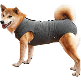 Комбінезон для собак, дихаючий, для захисту хірургічних ран та шкіри, конус-антивитік, альтернатива електронного нашийника після операцій XXL (1 шт.), сірий