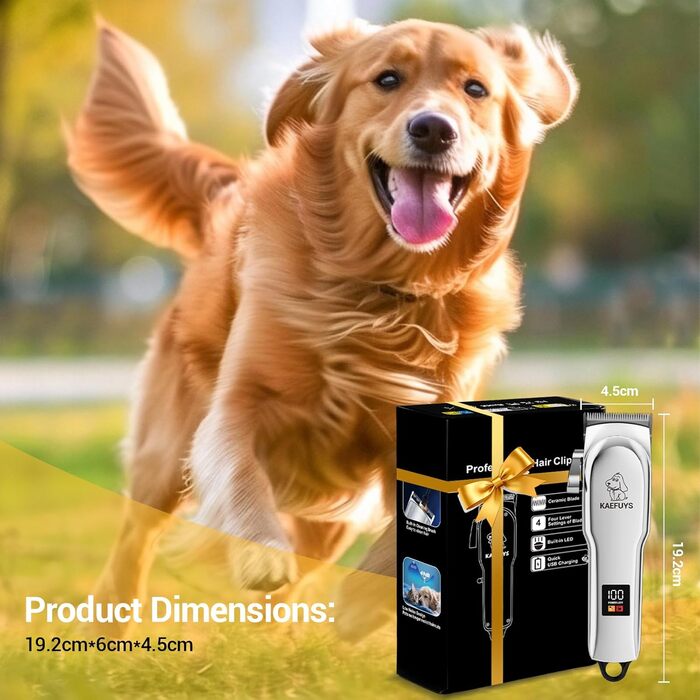 Професійний тример для стрижки шерсті собак з густим хутром: безшумний, потужний, бездротовий, акумуляторний, сріблясто-сірий