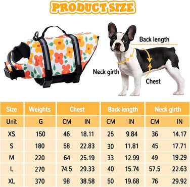 Рятувальний жилет для собак Schwiweste FainFun XL з квітами, Ripstop, регульований розмір, для собак великих і малих порід