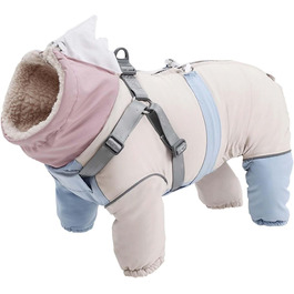 Теплий зимовий комбінезон для собак з інтегрованим захисним жилетом, світловідбиваючими елементами, XL, блакитний