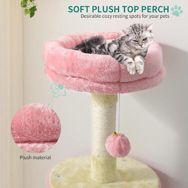 Кліматичний комплекс для котів YITAHOME XXL, 142 см, рожевий, з 8 стовпчиків сизалю, 3 платформи, 2 печери, гамак, іграшки, когтеточка, для дому