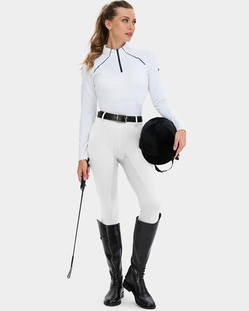 Легінси для верхової їзди HMILE для жінок з силіконовим посиленням, висока талія, еластичні, з кишенею для телефону та петлями для ременя (білі, M)