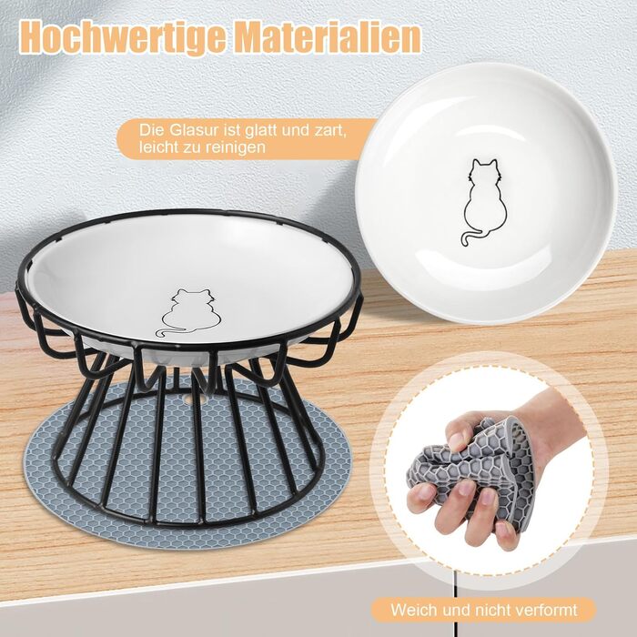 Підвищені годівниці для котів (2 шт.) - металеві миски з підставкою, 15 см, для кошенят та дорослих котів