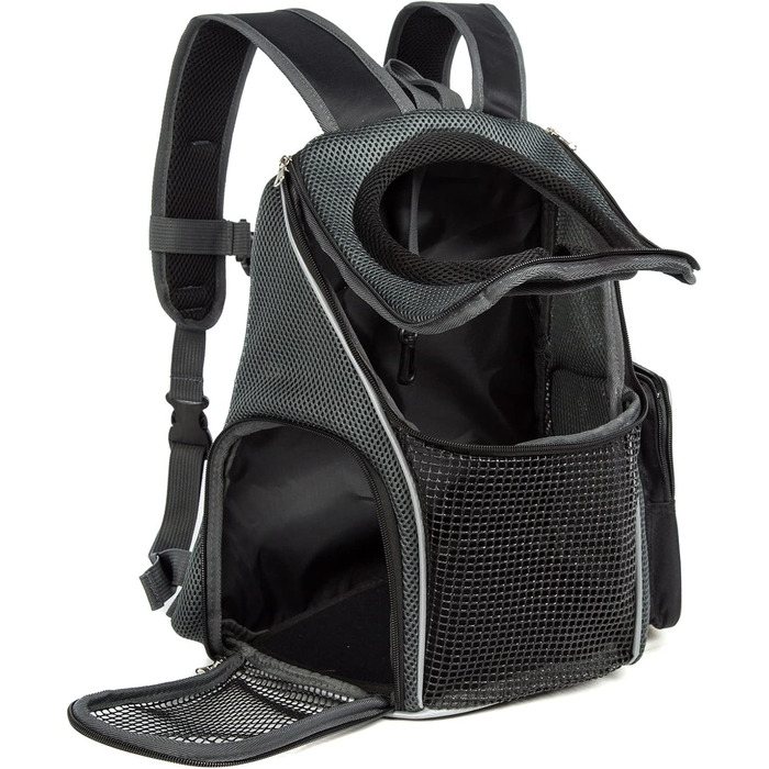 Сумка-переноска для собак та котів, чорна, регульована, для подорожей, хандрингу та кемпінгу, для цуценят та маленьких тварин