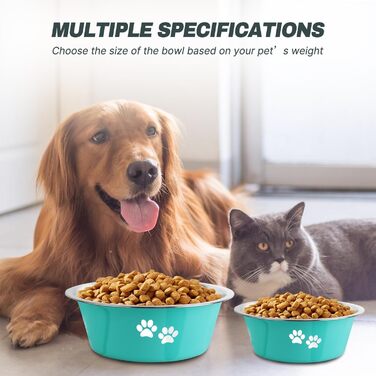 Набори мисок для собак та котів SUOXU з нержавіючої сталі (1560 мл, 2 шт.) з антиковзною основою, для великих, середніх та маленьких порід