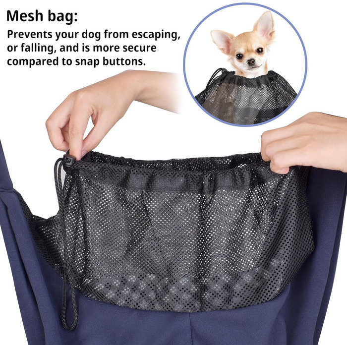 CUBY Слінг для собак та котів - Слінг-рюкзак для маленьких собак та котів, темно-синій, з регульованим підголовником