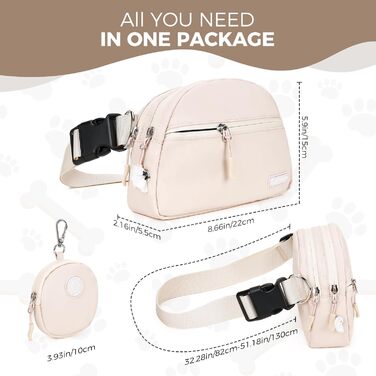 Сумка для дресирування собак Leckerlibeutel, кремового кольору, з контейнером для відходів та тримачем пакетів