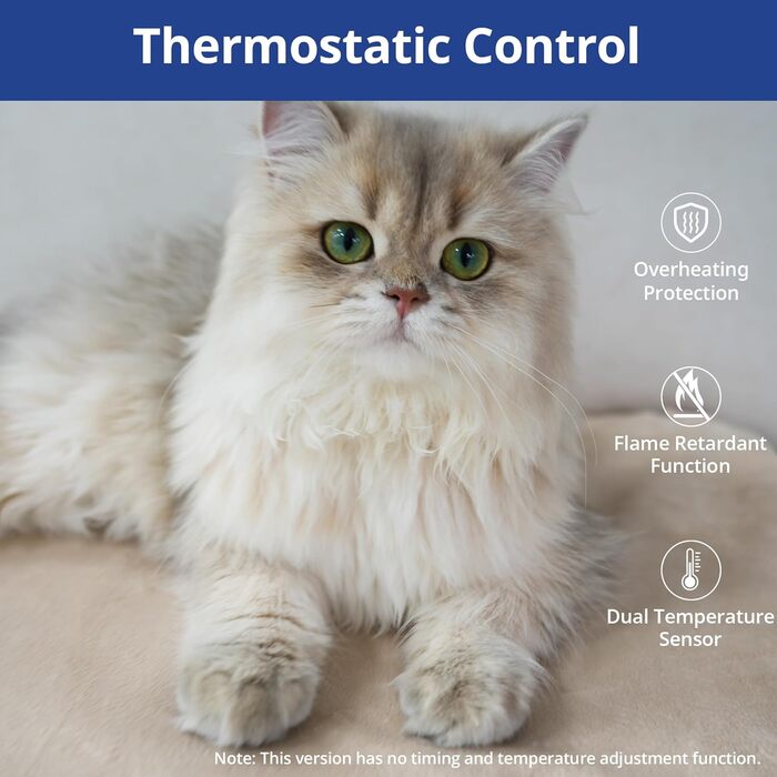 Електричний нагрівальний килимок NICREW для котів та собак 40x45 см, з захистом від кусання, бежевий, 30 Вт, регульована температура