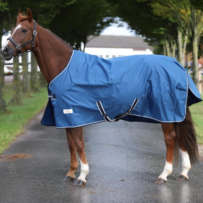 Водонепроникна попона для коней Marengos by Bucas Freedom Turnout 600D з підкладкою та перехресними ременями, Navy/Beige, 135 см (наповнювач 150 г/м²)