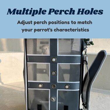 Пташиний рюкзак-переноска Birds Day для папуг, великий (L), з 2 жердочками та годівницею, нержавіюча сталь, темно-оливковий зелений