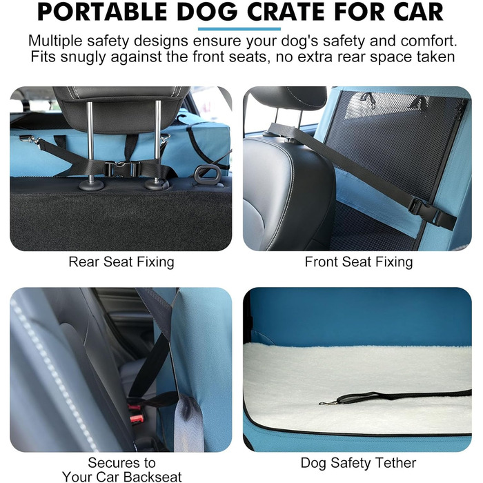 Транспортна переноска для собак Snagle Paw, велика, синя, з металевим каркасом, для подорожей на авто