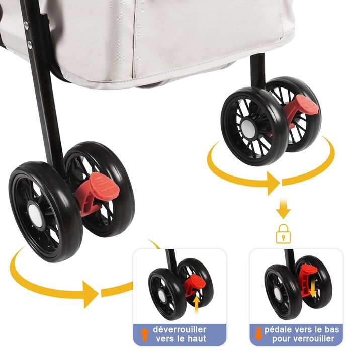 Візок для собак Homewell 2в1, сірий, 50x70x99 см. Візок-будка, з тримачами для напоїв, складний, з гальмом