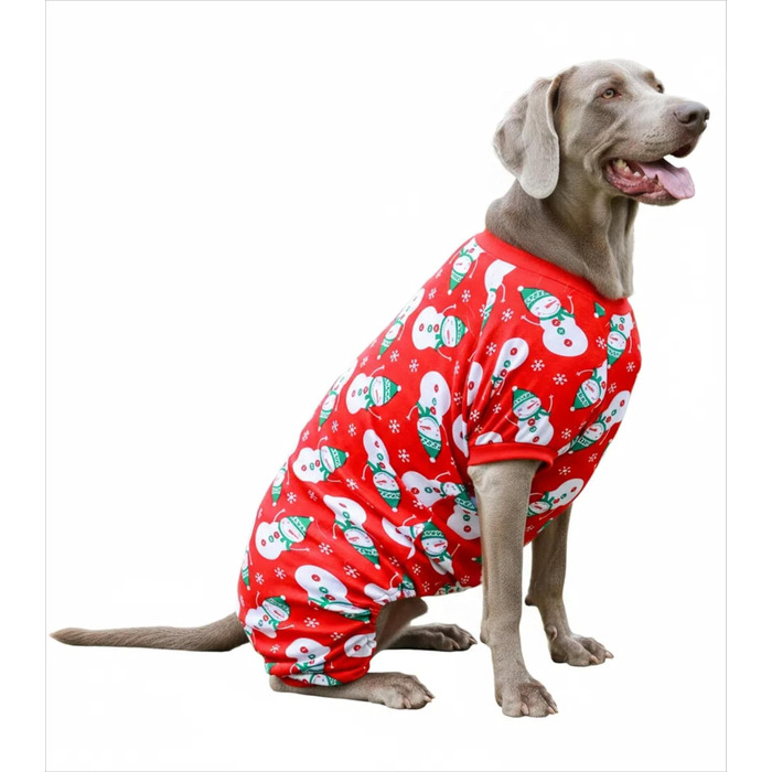 Піжама для собак Lanyarco з оленем, бавовняна, червона, для середніх собак, розмір 3XLarge (довжина спини 50,8 см)