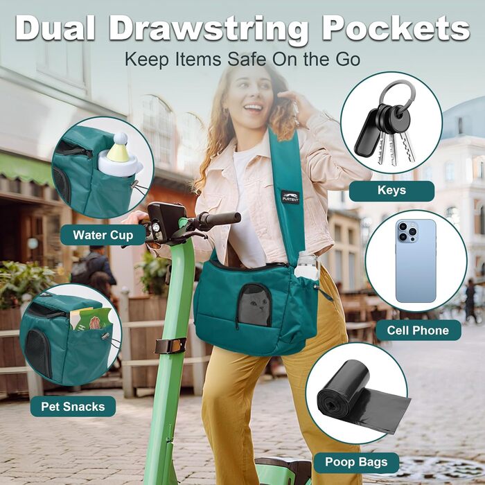 Трансформер для собак та котів до 3,2 кг, дихаюча переноска для тварин, сумка-переноска з кишенями, блакитна