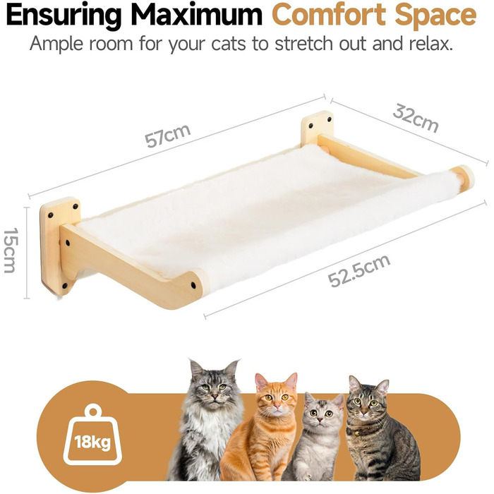 Кішка лежанка на стіну MEWOOFUN, 52x32 см, знімний чохол