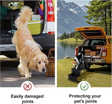 Східці для собак PiuPet - складані, для великих та маленьких собак, водонепроникні, з ПВХ, для безпечного та комфортного підйому в авто