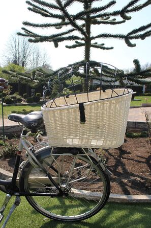 Корзина для собак на багажник Marcus Hundefahrradkorb XXL з плетіння з лози та металевим ґратом, з подушкою