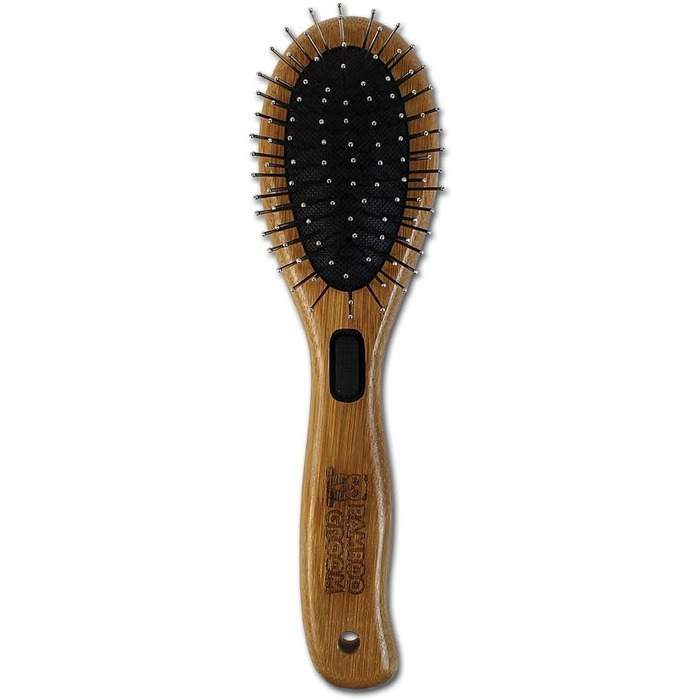 Набір гребінців Bamboo Groom S/M: подвійний гребінець для короткого та середнього хутра котів та собак. М'яка щітка з закругленими шпильками та щетиною дикого кабана для догляду за шерстю.
