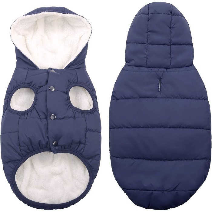 Теплий флісовий худі для собак від вітру та води, з підкладкою з флісу та бавовни, тепла куртка для собак, для холодної погоди, одяг для домашніх тварин, середніх та великих порід (XS, блакитний) XS: Довжина 2.8 м, Обхват грудей 2.5-3.0 м