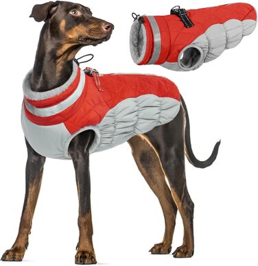 Водонепроникний зимовий теплий одяг для собак: куртка, жилет, пуховик, светр з кільцями D (червоний, 2XL) XXL Червоний