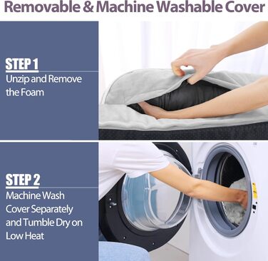 Ортопедичне ліжко для собак великих порід, XL, водовідштовхувальне, з ефектом пам'яті, зручна подушка для шиї, знімний, пральний чохол, неслизьке дно (сірий, білий)