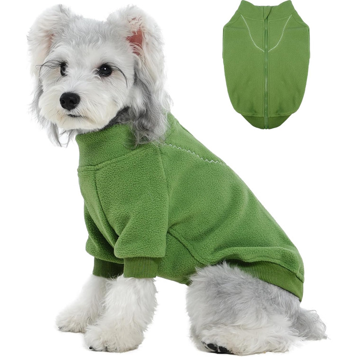 Теплий пуловер Lelepet для собак на осінь/зиму з капюшоном, флісовий світшот для цуценят, одяг для собак, теплий одяг для великих собак, зелений (Small, green)