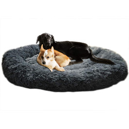 Ортопедичне ліжко для собак XXL: м'яке, овальне, з ефектом пам'яті, для великих собак (лабрадорів), антистрес, миється, сірий