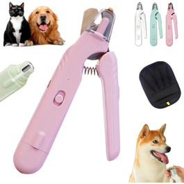 LED-кліщі для стрижки кігтів з підсвічуванням, захистом від бризок та тихим мотором (C-Рожевий)