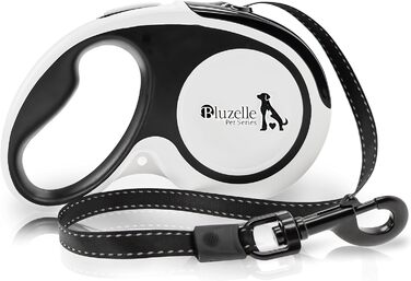 Рулетка для собак до 20 кг Bluzelle з відбиваючими смугами, металевим карабіном, надійним гальмом та зручною ручкою, розмір S