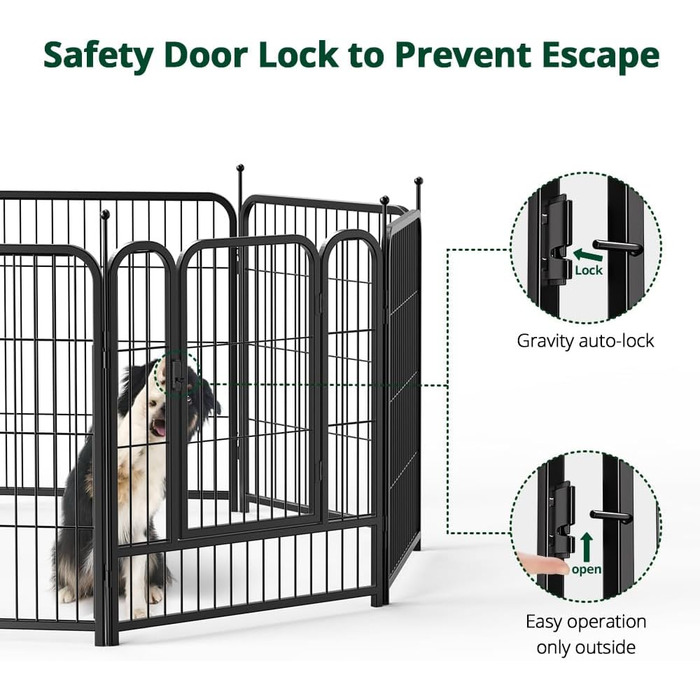 PawGiant Забіг для собак, огорожа, клітка - 8 панелей, 71.1 x 81.3 см. Металевий забіг для собак, котів, цуценят. Підходить для дому, кемпінгу, відпочинку на природі.
