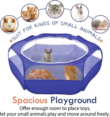 Pawaboo: вольєр для дрібних тварин, складаний, водовідштовхувальний. Підходить для кроликів, курей, кошенят, цуценят, хом'яків. З сіткою, блискавкою та нейлоновим дном – Indigo