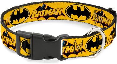 Пластиковий нашийник Buckle Down з вінтажним логотипом Batman і сигналом кажана, жовтий