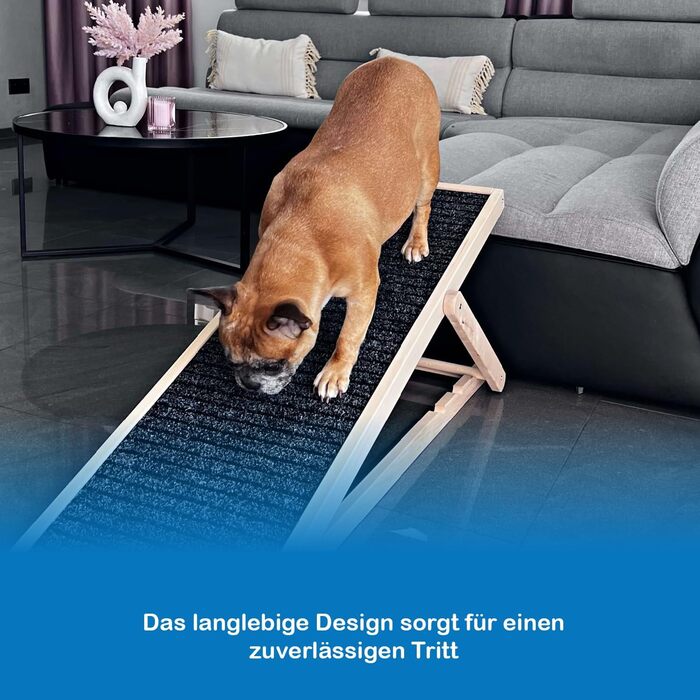 Дерев'яна рампа для собак, регульована висота, 78 см - Natural Groβ