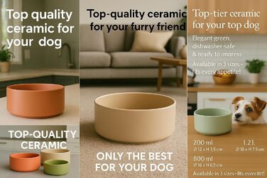Миска для собак з кераміки, середніх порід, 800 мл, неслизька, стильна, бежева, Flamingo Eram, Ø16 x H6,5 см