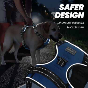 Шлейка для собак VIVAGLORY Easefit з ручкою, анти-тяга, для прогулянок та тренувань, м'яка, не дає вирватися, розмір M (51-74 см обхват грудей), кобальтово-синій