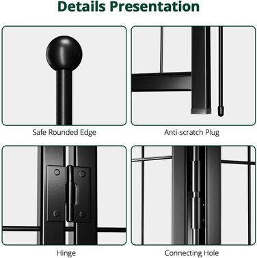 PawGiant Забіг для собак, огорожа, клітка - 8 панелей, 71.1 x 81.3 см. Металевий забіг для собак, котів, цуценят. Підходить для дому, кемпінгу, відпочинку на природі.