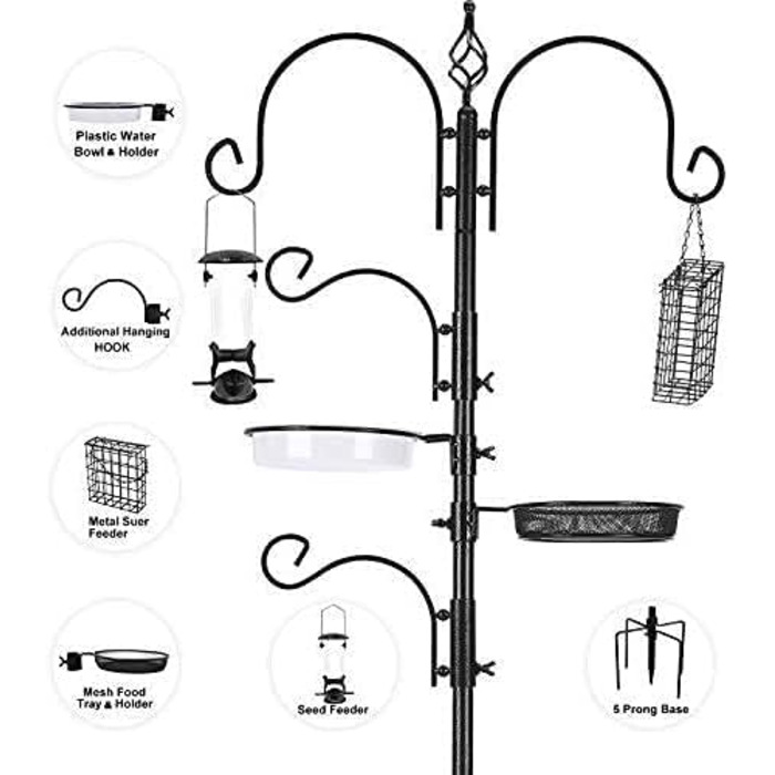 Набір для годівлі диких птахів Urban Deco: підвісна металева годівниця, мультифідер, ванночка для купання, для приваблення птахів у саду