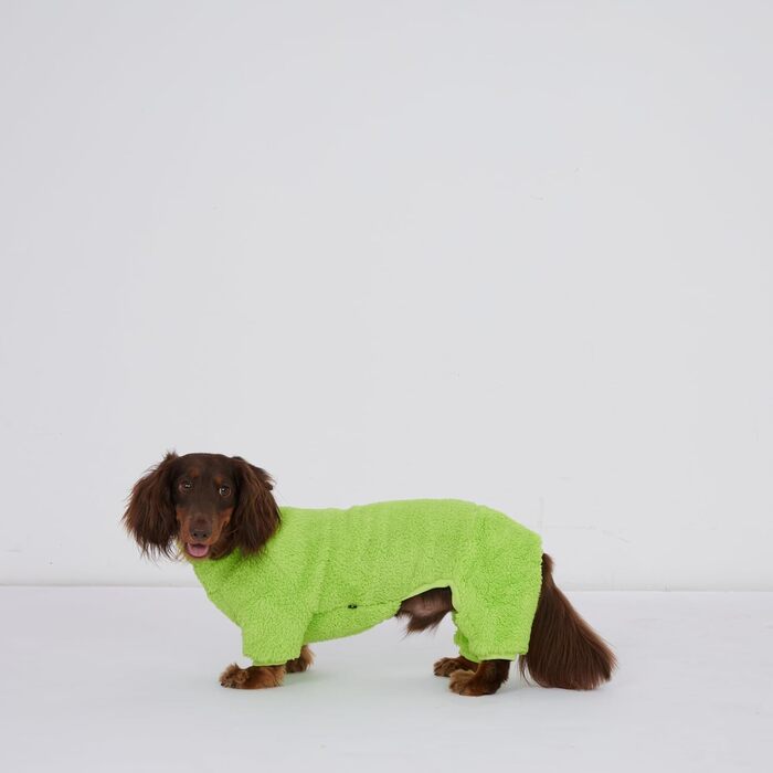 Теплий флісовий комбінезон для собак з мотивом такси, флісовий светр, підходить для такс, зимовий, м'який, зручний, піжама для собак, одяг (темно-зелений, розмір M), темно-зелений (XS(2.5kg), світло-зелений)