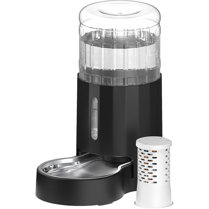 Автоматичний фонтанчик для собак та котів JunsPow 7 літрів з нержавіючою чашею, гравітаційне водопостачання, велика ємність, тихий, чорний