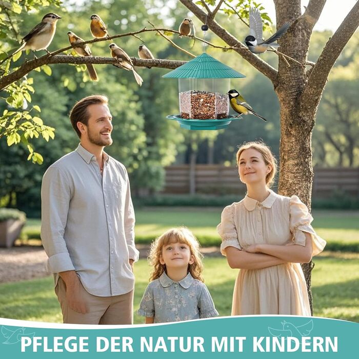 Будинок для пташиного корму Jieayhiu, підвісний, вологостійкий, з запобіжником від падіння, зелений