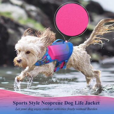 Жилет рятувальний для собак VIVAGLORY, жилет для плавання, S, рожево-блакитний (53-63см)