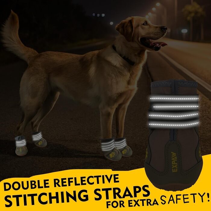 Зимові чоботи для собак великих порід, захист лап від холоду та слизькості. Водонепроникні чоботи для собак, підходять для снігу, дощу, гарячого асфальту та прогулянок. Розмір 7: 75x78 см (Д*Ш) (4 шт. в упаковці). Розмір 6: 71x65 см (Д*Ш) (4 шт. в упаковц