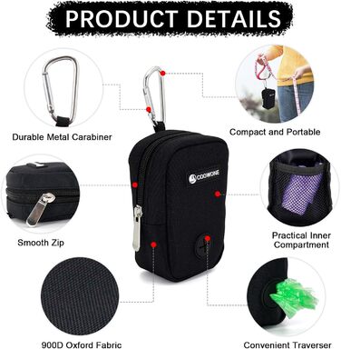 Сумка для ласощів та пакетиків для вигулу собак COOWONE, рожева (чорна)