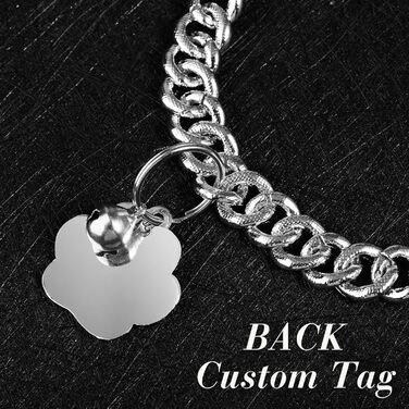 Нашийник для кота Hillban з діамантовою імітацією, блискучий, металевий з безпечною застібкою, з підвіскою у вигляді лапки та ID-місцем, з дзвіночком, сріблястого кольору, морської хвилі (20.3 см, 8 дюймів)