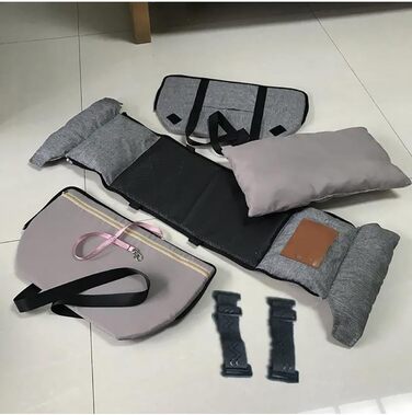 Автомобільний лежак для собак середніх та маленьких порід, переноска для котів та собак, зручний автотранспорт для тварин (сірий)