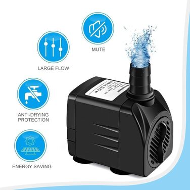 Погружний насос для ставка, фонтану, акваріума Wasserpumpe 1800 л/год, 25 Вт, 3 насадки (13/16/19 мм)