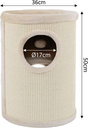 Котячий будиночок Lionto з сизалю, м'яким краєм та іграшкою, 50 см - стабільний котячий будиночок для маленьких та великих котів, догляд за кігтями та розваги