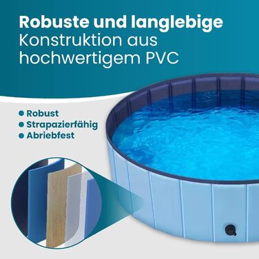 Зручний надувний басейн для собак та котів, розкладний, з клапаном для зливу води, антиковзаюча поверхня, різні розміри (80 x 20 см)