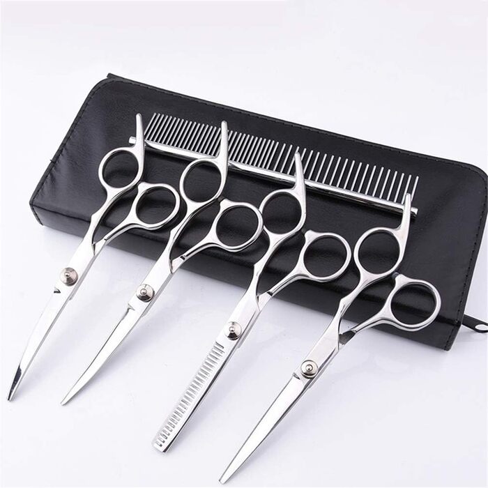 Набір професійних ножиць для грумінгу собак та котів (4 шт.) з нержавіючої сталі, рожевий